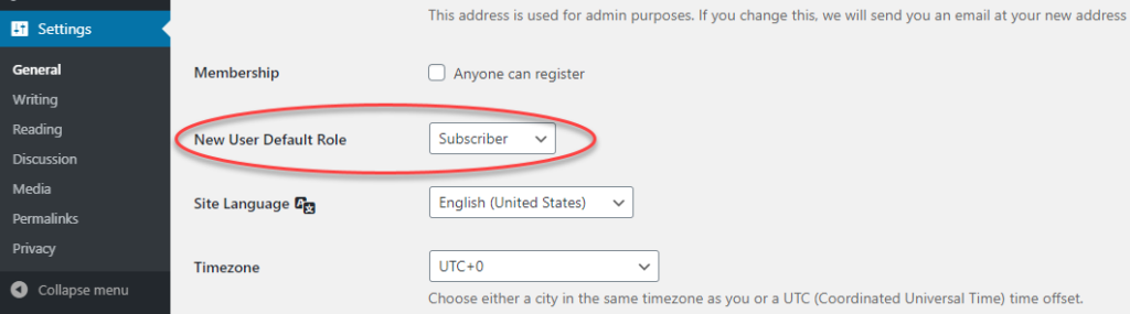 change the default user role on a single-site WordPress installation